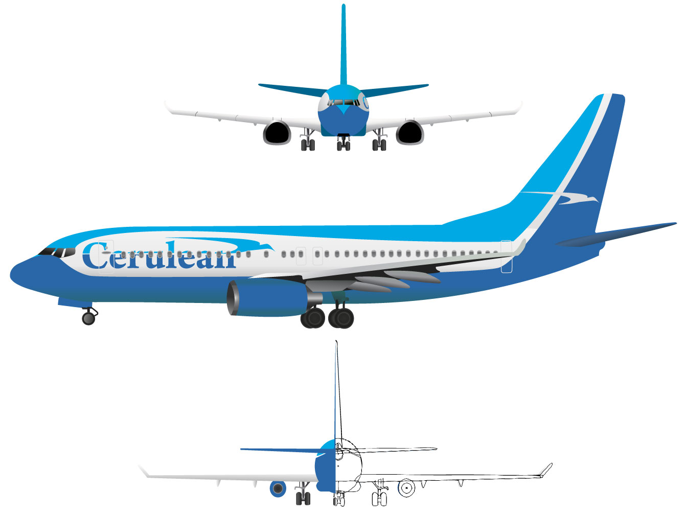 Cerulean Airlines 747 Illustration